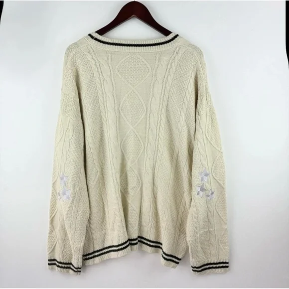 Taylor Swift Inspired Folklore Embroidered Star Knit Oversized Cardigan Womens L - Picture 8 of 8